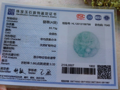 Certified Green 100% Natural A Jade jadeite pendant Dragon Lotus Flower Ruyi Bead Necklace 生意兴隆 523957  TN