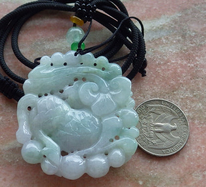 Certified Green Burma 100% Natural A Jade jadeite Pendant Dragon Kai Lun Frog Toad Coin Ruyi Necklace 633563  TN