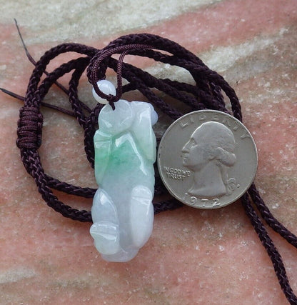 Certified Green Pale Lavender 100% Natural A Jade jadeite Pendant Tiger Money Coin Necklace 虎虎生威 525962  TN