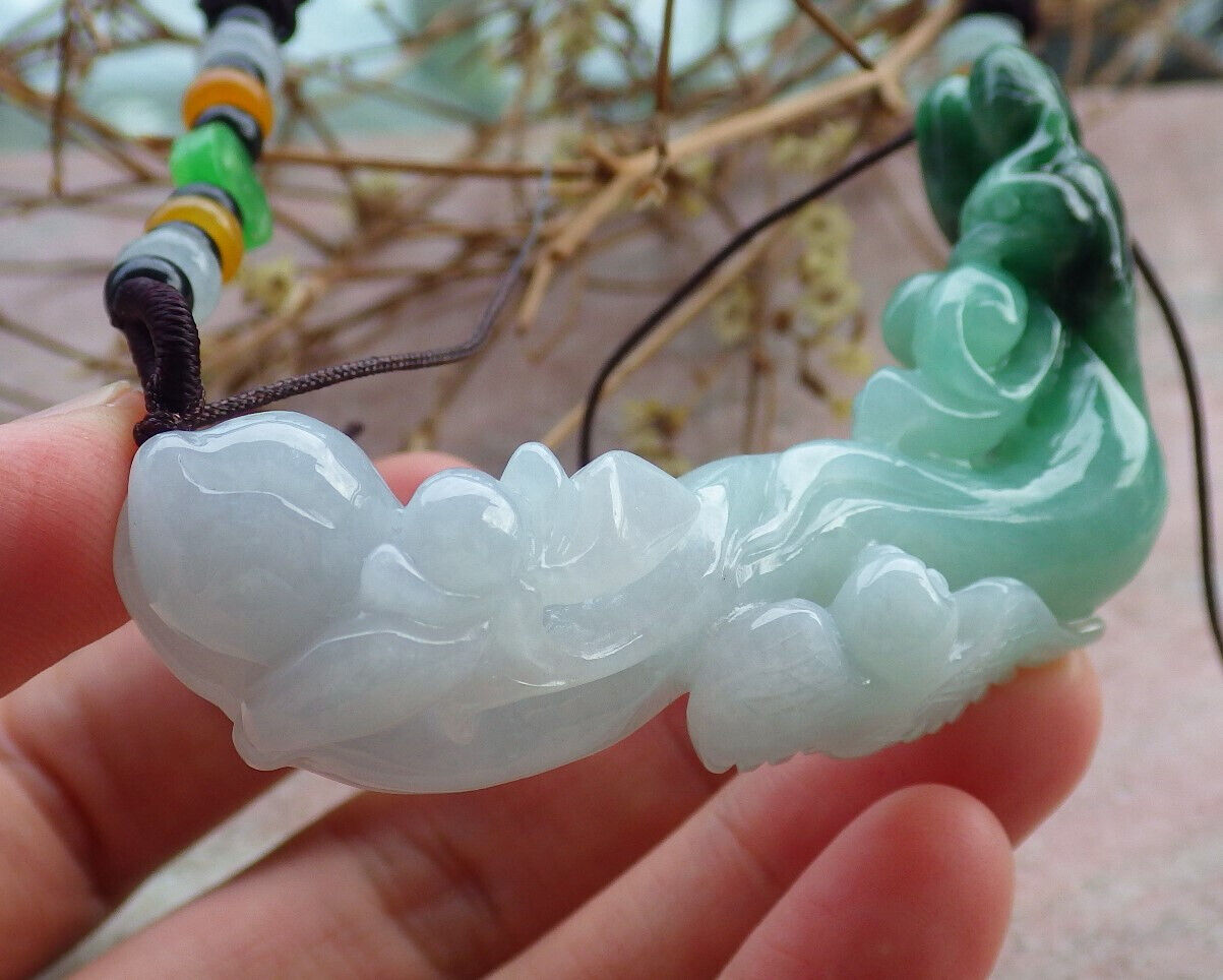 Certified Green Burma 100% Natural A Jade jadeite Pendant Phoenix Bird Flower Necklace 鸟语花香 635267  TN