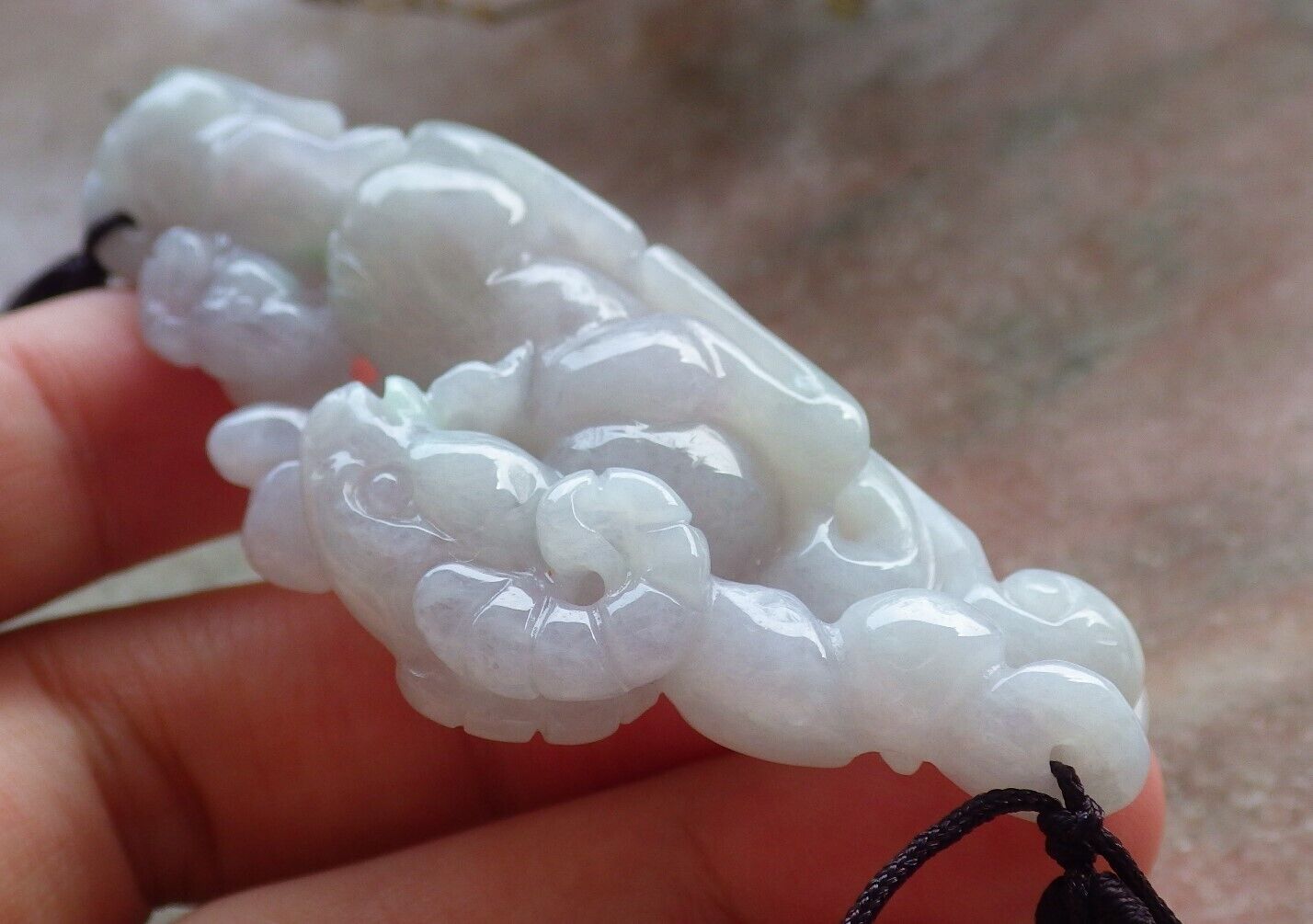 Certified Green Pale Lavender Burma 100% Natural A Jade jadeite pendant Sheep Ruyi Coin Necklace 喜气洋洋 574602 TN