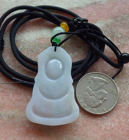 Certified Green Pale Lasvender Burma 100% Natural A Jade jadeite Pendant Sakyamuni Buddha God Necklace 释迦牟尼佛 635381  TN