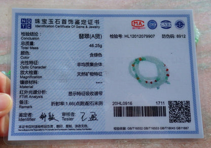 Certified Green 100% Natural A JADE Jadeite Bead beads Circle Necklace 26 inches 项链 509236  TN