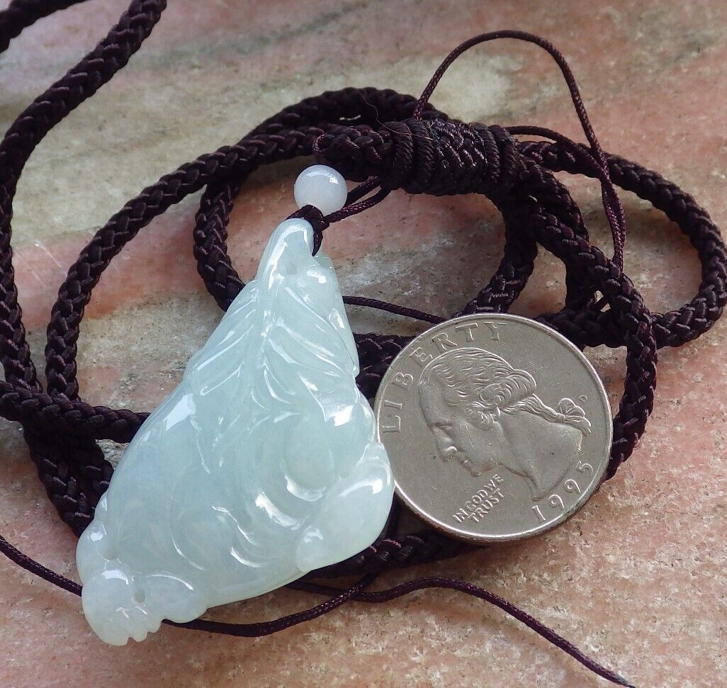 Certified Icy Green Burma 100% Natural A Jade jadeite Pendant Dragon Turtle Necklace 龙龟 574589 TN