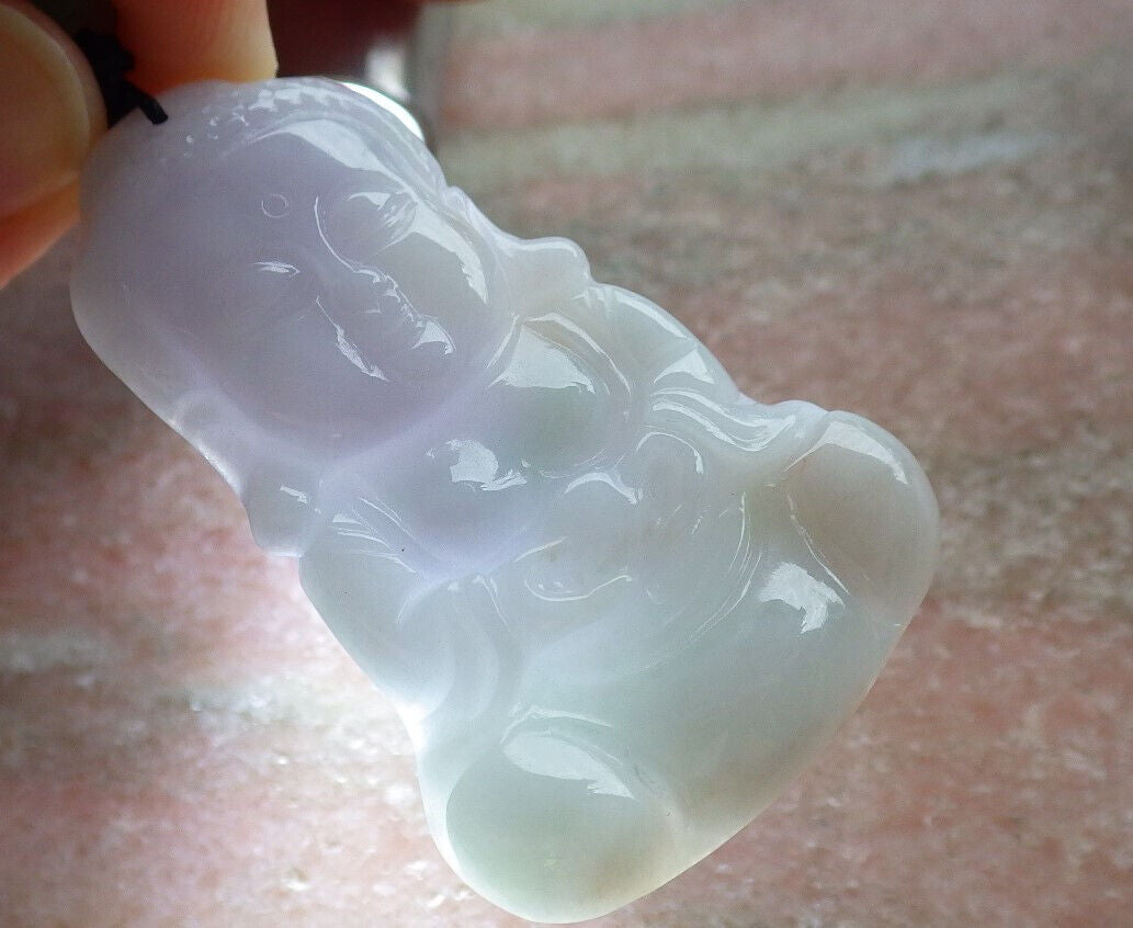 Certified Green Lasvender Burma 100% Natural A Jade jadeite Pendant Sakyamuni Buddha God Necklace 释迦牟尼佛 635388  TN