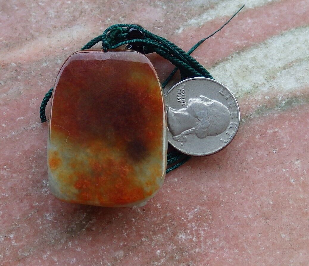 Certified Red Green 100% Natural A Jade jadeite Pendant Deer Flower Necklace 梅花鹿 526381  TN