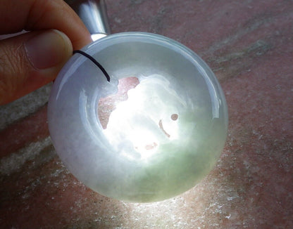 Certified Lavender Green 100% Natural A Jade jadeite pendant Cow Ox Circle Necklace 风水牛 523734 TN