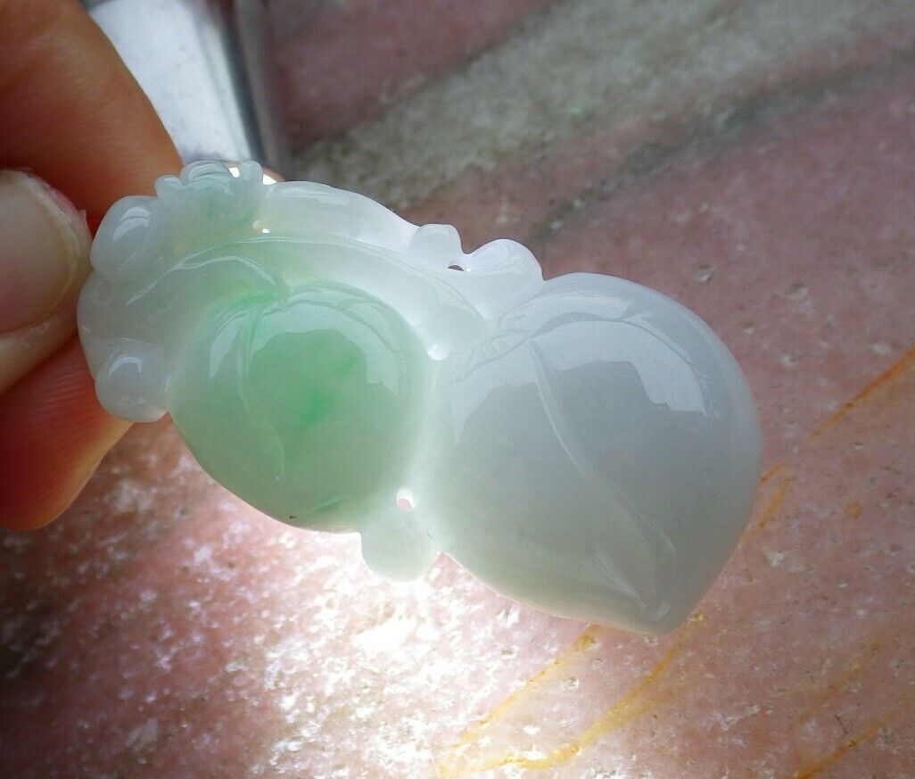 Certified Green 100% Natural A Jade jadeite Pendant Bat Peach Necklace 蝙蝠 528196  TN