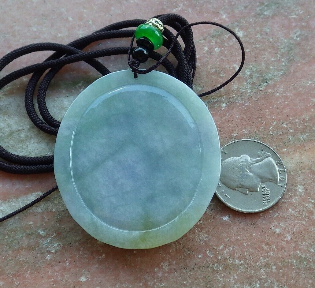 Certified Green Pale Lavender 100% Natural A Jade jadeite pendant Guanyin Kwan Yin Lotus Leaf Necklace 观音 523712  TN