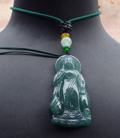 Certified Icy Green Burma 100% Natural A Jade jadeite pendant Sakyamuni Buddha God Lotus Flower Necklace 释迦牟尼 636868  TN