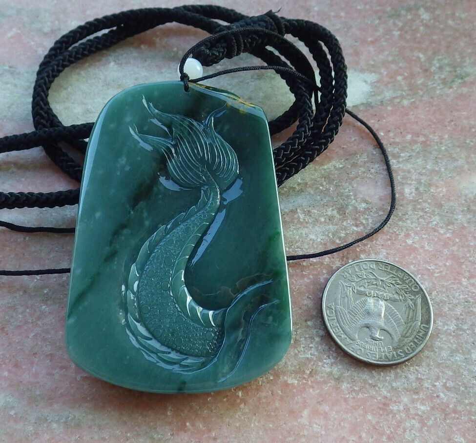 Certified Yellow Green Burma 100% Natural A Jade jadeite pendant Guan Gong God Dragon Sword Necklace 关公 635607  TN