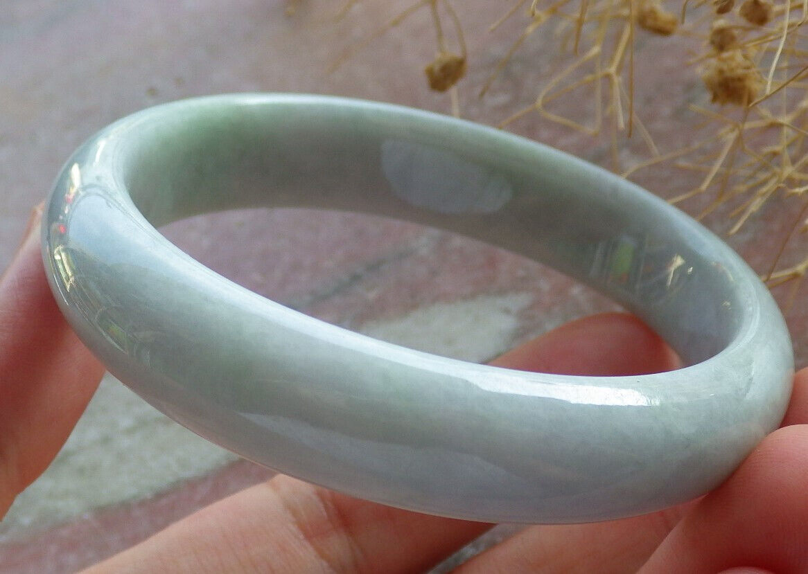 Certified Green Pale Lavender Burma 100% Natural A JADE Jadeite Bangle Bracelet 56 mm 手镯 635932  TN