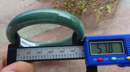Certified Green Burma 100% Natural A JADE Jadeite Bangle Bracelet 58 mm 手镯 574994 TN