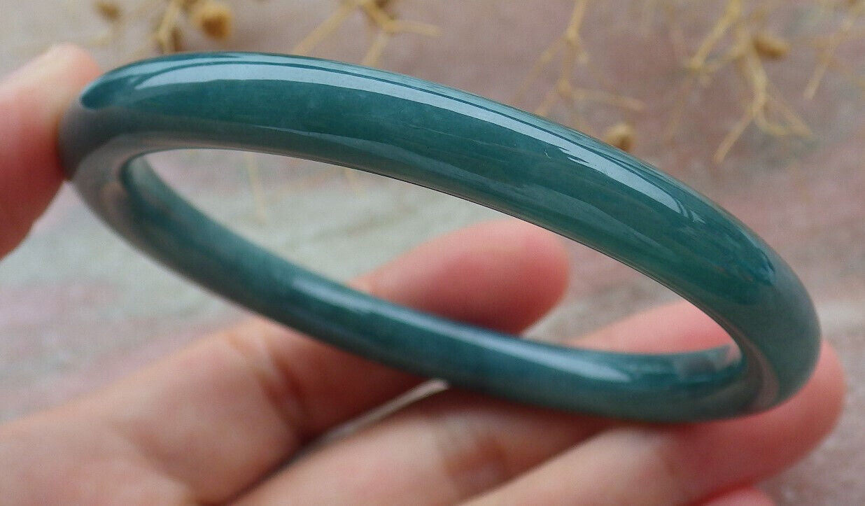Certified Icy Green Burma 100% Natural A JADE Jadeite Circle Bangle Bracelet 57 mm 手镯 636665  TN