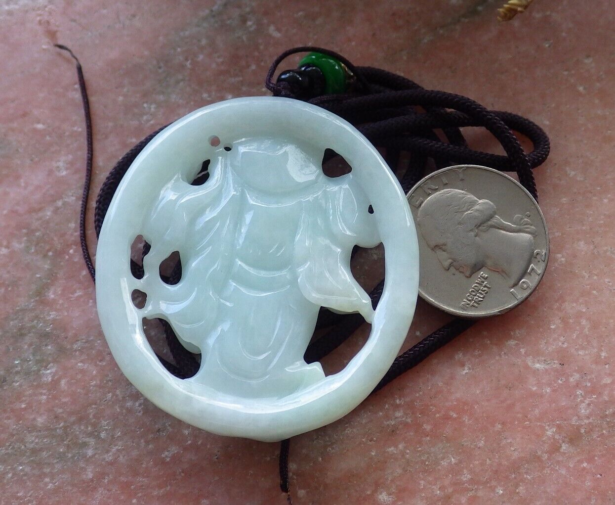 Certified Green 100% Natural A Jade jadeite pendant Happy Buddha God Ruyi Necklace 开心佛 524275  TN