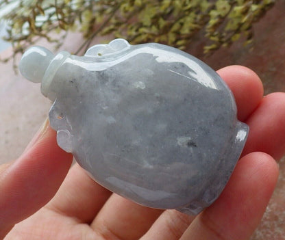 Certified Black Burma 100% Natural A Jade jadeite pendant Display Pumpkin Bead Snuff Bottle 574060 TN