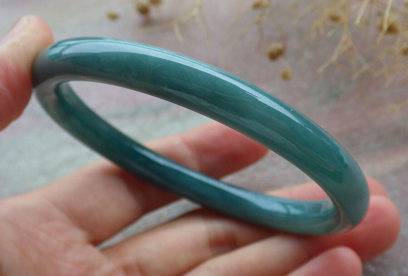 Certified Icy Green Burma 100% Natural A JADE Jadeite Circle Bangle Bracelet 59 mm 手镯 636446  TN