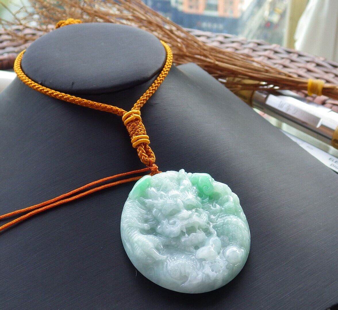 Certified Green 100% Natural A Jade jadeite Pendant Dragon Mouse Rat Lotus Flower Ruyi Necklace 望子成龙 520856  TN
