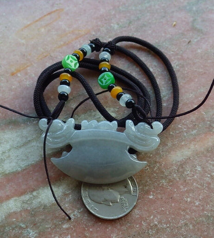 Certified Pale Lavender Green 100% Natural A Jade jadeite Pendant Dragon Axe Necklace 龙斧头 530019  TN