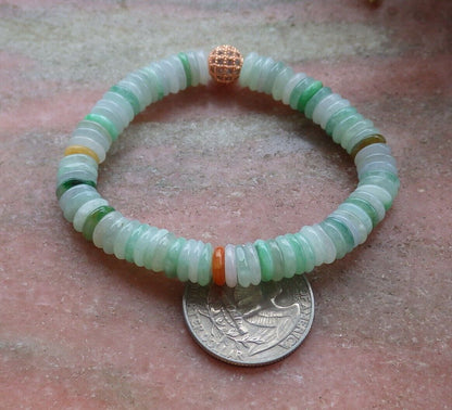 Certified Yellow Green Pale Lavender 100% Natural A JADE Jadeite Bead Beads Bangle Circle Bead Beads Bangle Bracelet 平安扣手链 524993  TN