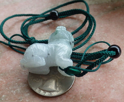 Certified Black 100% Natural A Jade jadeite Pendant Zodiac Dog Necklace 发财狗 524221  TN