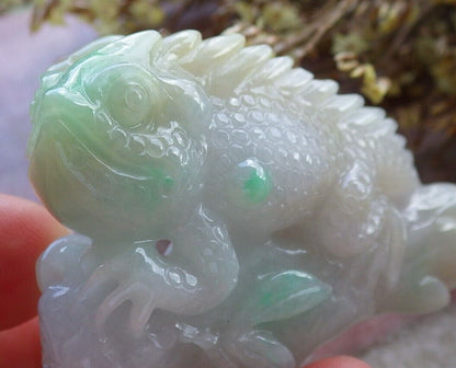 Certified Green Yellow 100% Natural A Jade jadeite Display Dragon Lizard Tree Lotus Flower Ruyi 龙蜥蜴 524133  TN