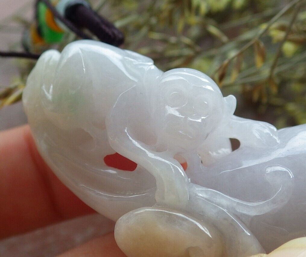 Certified Yellow Green Pale Lavender Burma 100% Natural A Jade jadeite Pendant Monkey Fox Gourd Lotus Flower Ruyi Coin Necklace 猴子 573759 TN