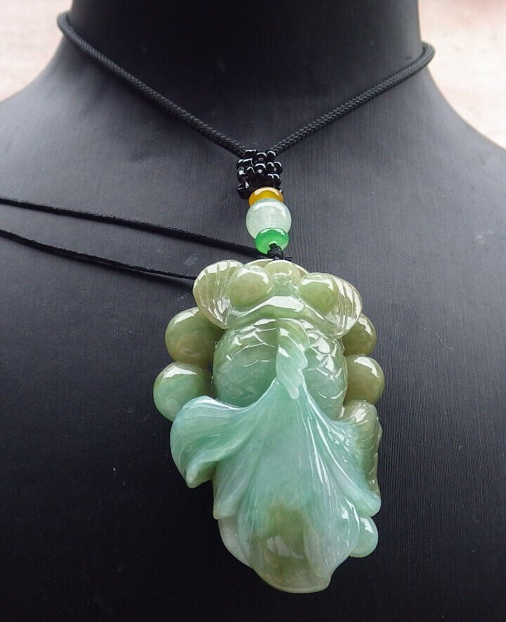 Certified Green Yellow Burma 100% Natural A Jade jadeite pendant Gold Fish Coin Ruyi Necklace 金玉满堂 632577  TN