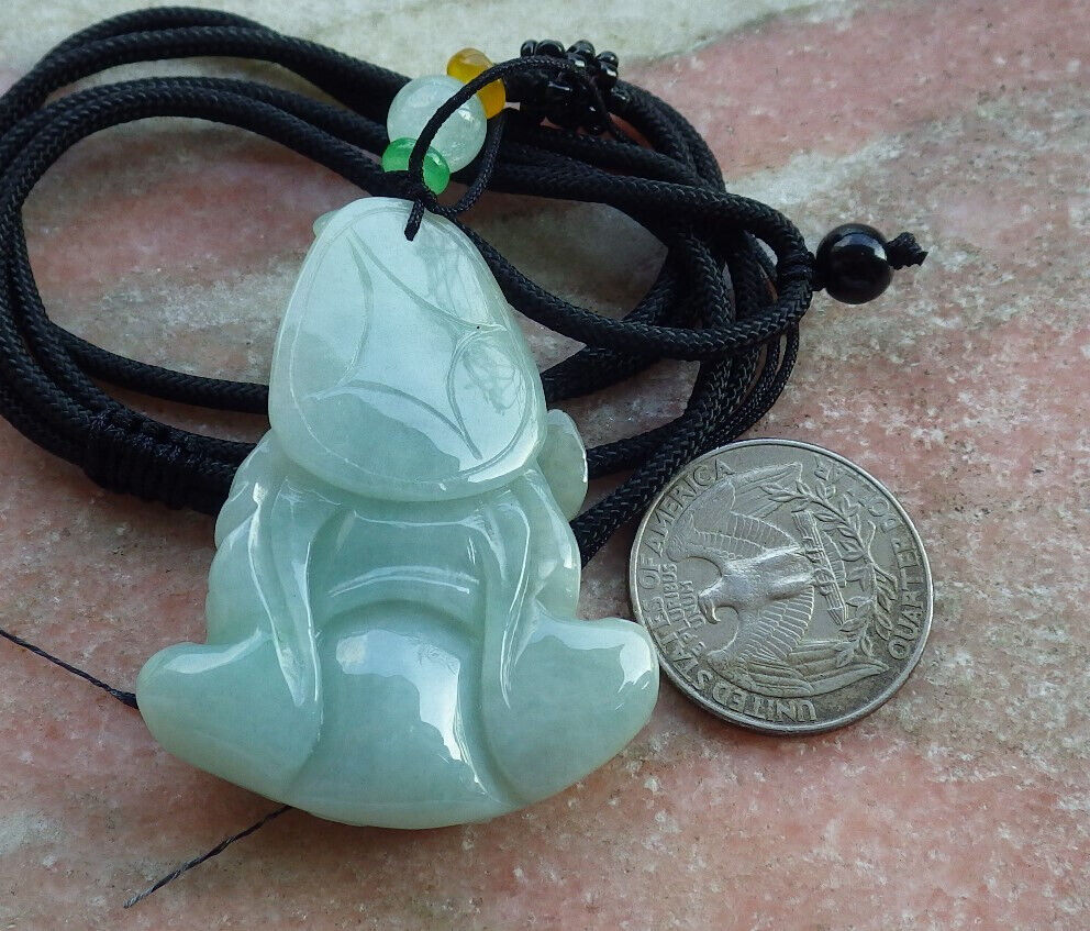 Certified Green Burma 100% Natural A Jade jadeite pendant Happy Ji Kung Buddha God Fan Gourd Necklace 济公 633313  TN