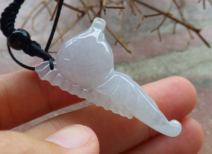 Certified Icy White 100% Natural A Jade jadeite Pendant Sea Horse Seahorse Necklace 海马  528880  TN