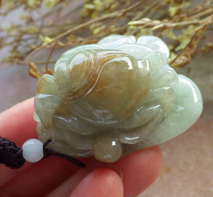 Certified Red Green Burma 100% Natural A Jade jadeite pendant Crab Ruyi Coin Necklace 八方来财 575409 TN