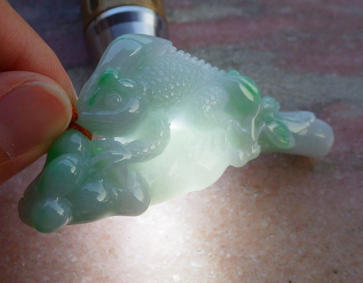 Certified Green 100% Natural A Jade jadeite Pendant Dragon Lizard Tree Leaf Necklace 龙蜥蜴 520041  TN