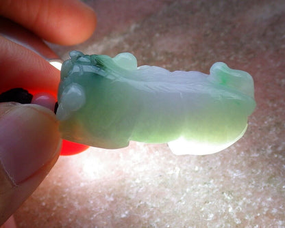 Certified Green Pale Lavender 100% Natural A Jade jadeite Pendant Tiger Money Coin Necklace 虎虎生威 526057  TN
