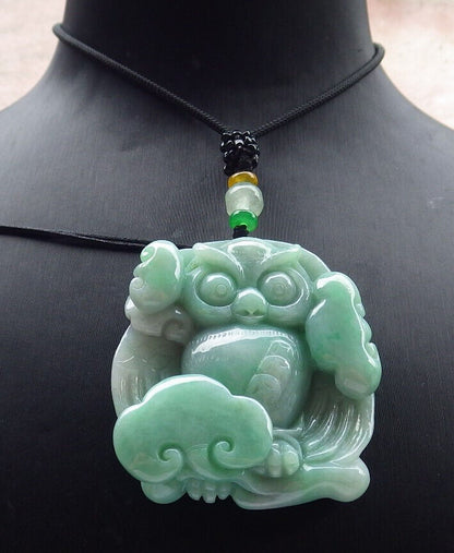 Atestita Verda Birmo 100% Natura A Jadejadeito Penda Strigo Ruyi-Koliero 猫头鹰 632560 TN