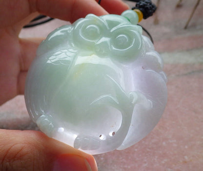 Atestita Verda Pala Lavenda Birmo 100% Natura A Jadejadeita Pendanta Strigo Ruyi-Koliero 猫头鹰 632551 TN