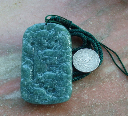 Certified Green Burma 100% Natural A Jade jadeite Pendant 9 Dragon Spit Bead Necklace 九龙戏珠 525370  TN
