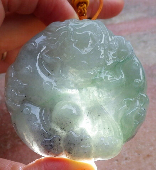 Certified Icy Green Pale Lavender 100% Natural A Jade jadeite Pendant Dragon Bead Lotus Flower Ruyi Necklace 生意兴隆 520150  TN