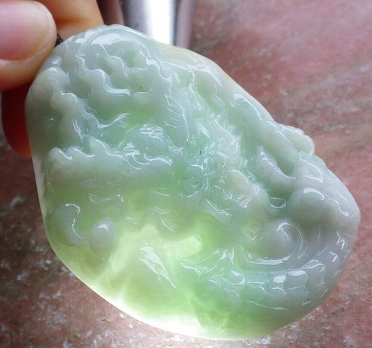 Certified Green 100% Natural A Jade jadeite Pendant Dragon Bead Necklace 生意兴隆 524694  TN