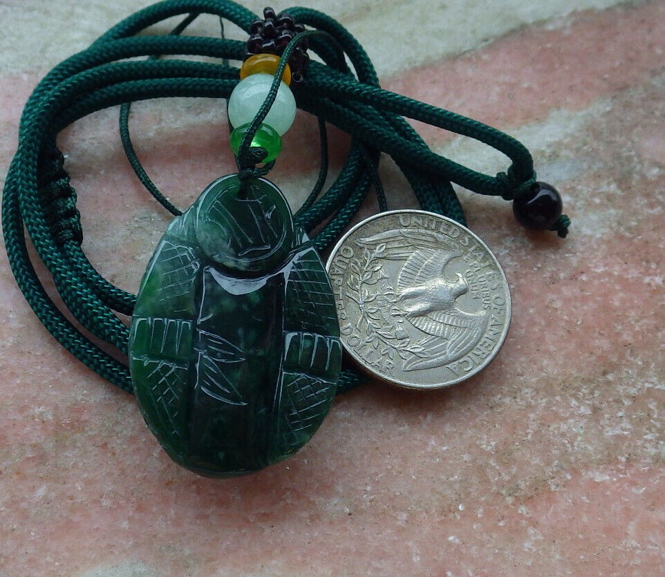 Certified Icy Green Burma 100% Natural A Jade jadeite Pendant Dragon Turtle Money Coin Necklace 龙龟 636567  TN