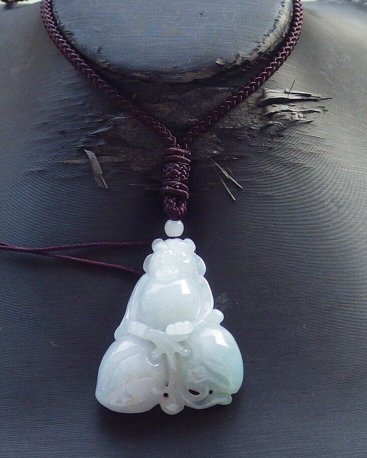 Certified Green Pale Lavender Burma 100% Natural A Jade jadeite Pendant Owl Peach Coin Necklace 猫头鹰 575345 TN