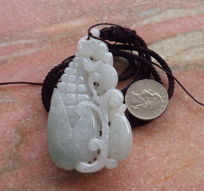 Certified Icy Green Burma 100% Natural A Jade jadeite Pendant Frog Toad Maize Lotus Flower Coin Necklace 招财蟾 575141 TN