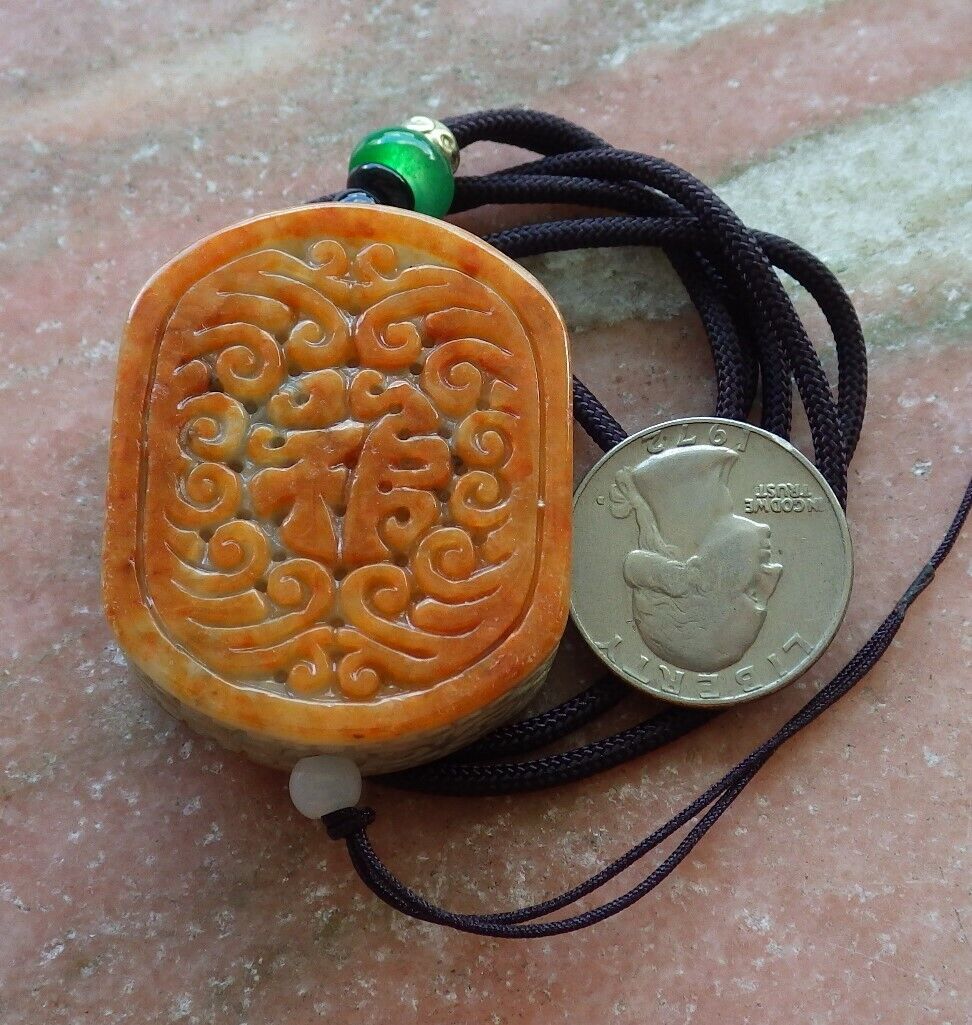 Certified Red Green 100% Natural A Jade jadeite Pendant Lotus Flower Ruyi Fu Necklace 524069  TN