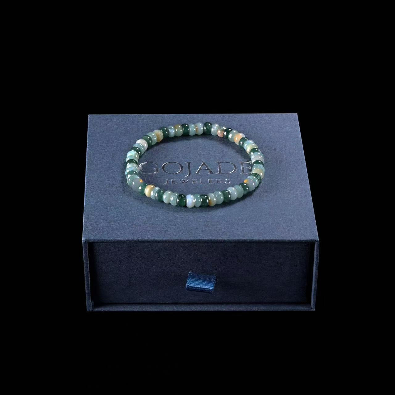 The Abacus Bead Mixed Colors Bracelet 100% Natural Burma Jade Jadeite With Certificated
