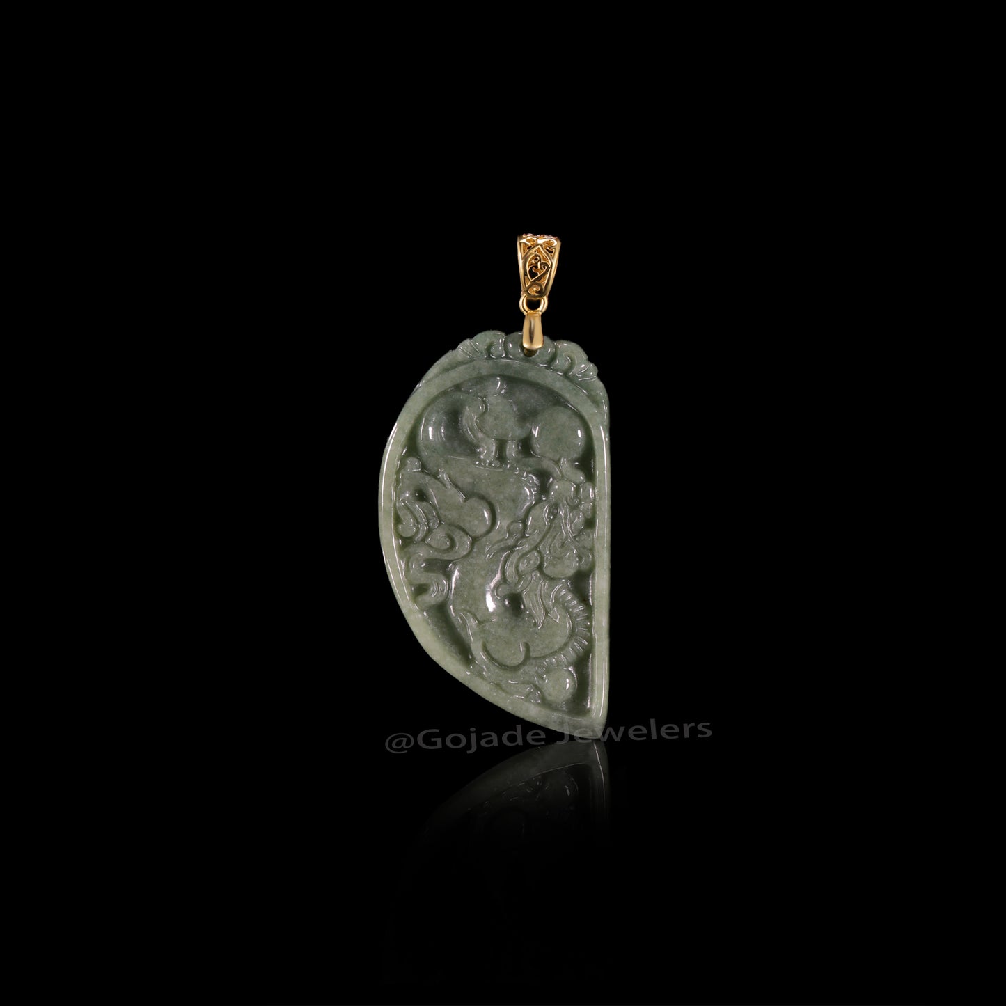The Dragon & Phoenix Jadeite 100% Natural Burma Jade Jadeite With Certificated (S925 Silver Buckle)