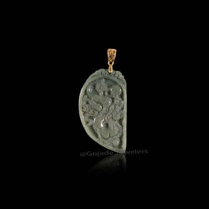 The Dragon & Phoenix Jadeite 100% Natural Burma Jade Jadeite With Certificated (S925 Silver Buckle)