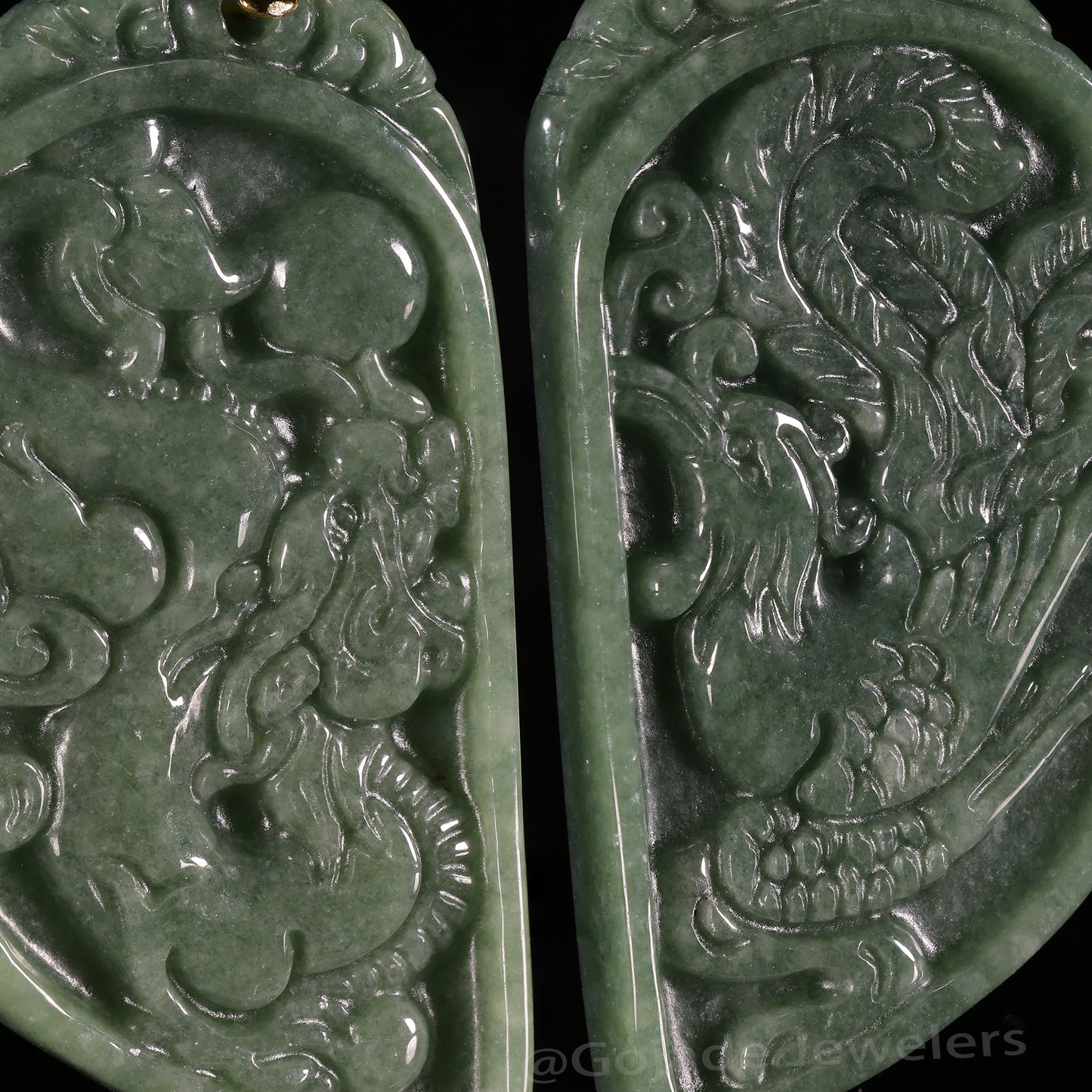 The Dragon & Phoenix Jadeite 100% Natural Burma Jade Jadeite With Certificated (S925 Silver Buckle)