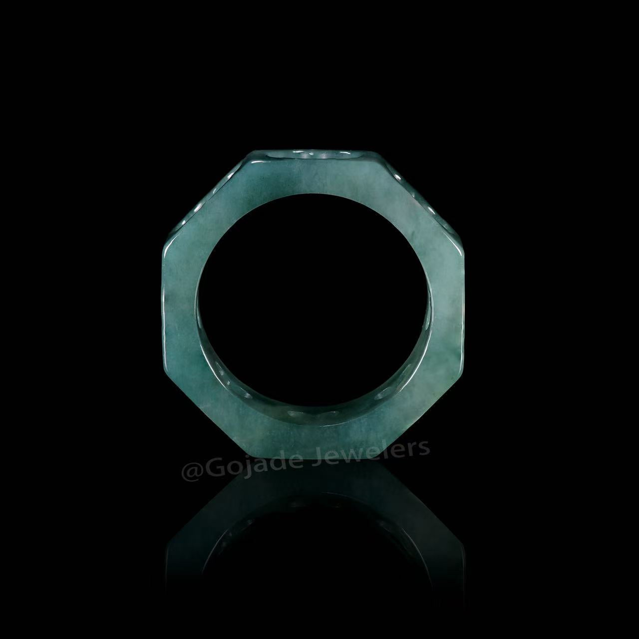 Certified Icy Blue Heart Ring Burma 100% Natural A JADE Jadeite Circle RING 心心戒指 US