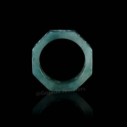 Certified Icy Blue Heart Ring Burma 100% Natural A JADE Jadeite Circle RING 心心戒指 US