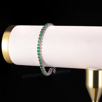 The Green jadeiet Bracelet S925 Silver With Burma Natural jade with Certificate