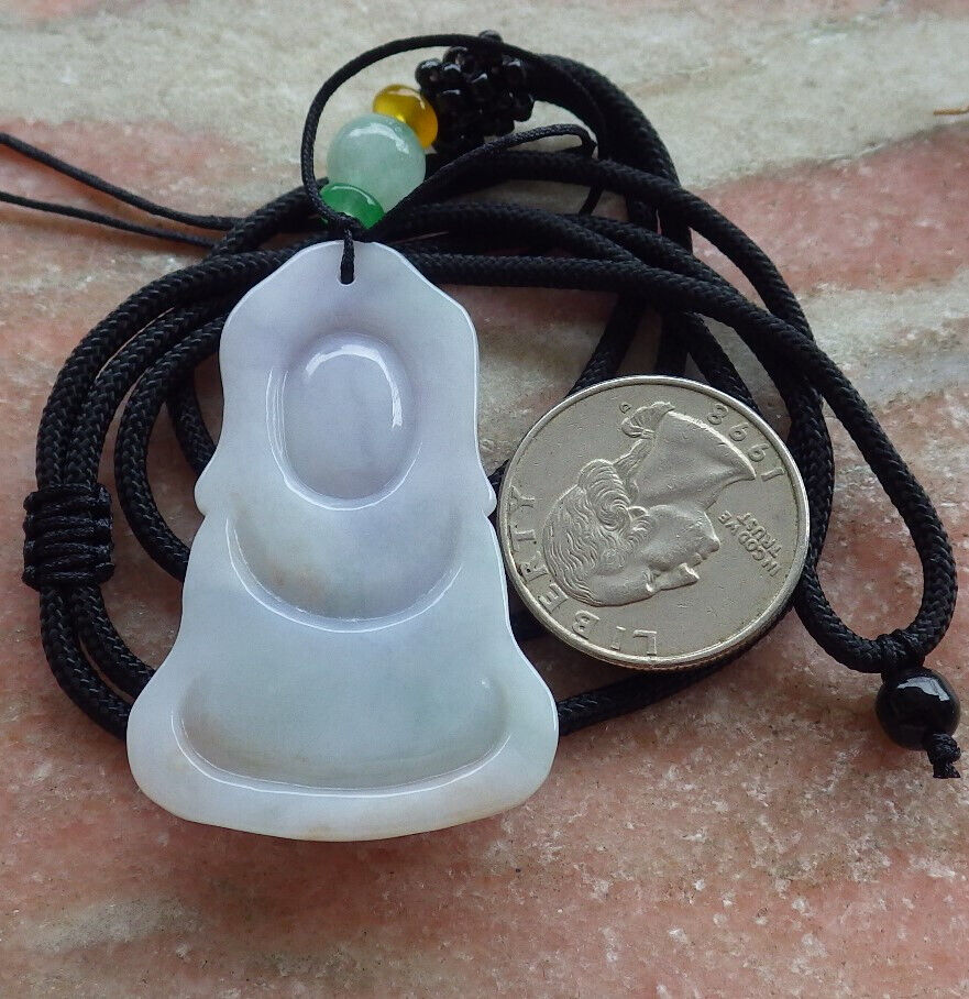 Certified Green Lasvender Burma 100% Natural A Jade jadeite Pendant Sakyamuni Buddha God Necklace 释迦牟尼佛 635388  TN